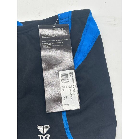 TYR Boy's Durafast One Alliance Splice Swim Boxers, Black/Blue, Sz. 24 - Picture 5 of 8